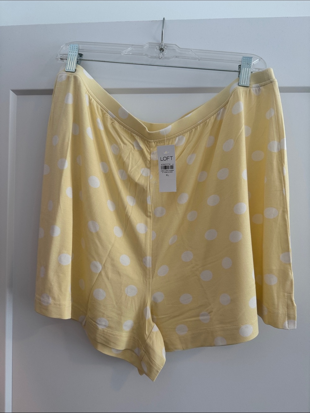LOFT Yellow and White Polka Dot Bike Shorts